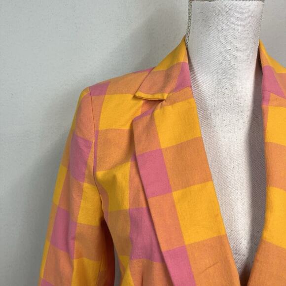 Free Assembly Blazer Jacket size Small Pink Yellow Orange Black Stretch Career - Picture 4 of 11